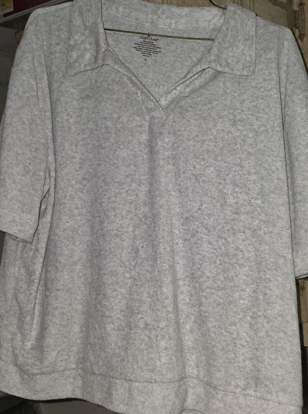 Cuddl Duds Short Sleeve 100% Polyester Shirt Large NWT